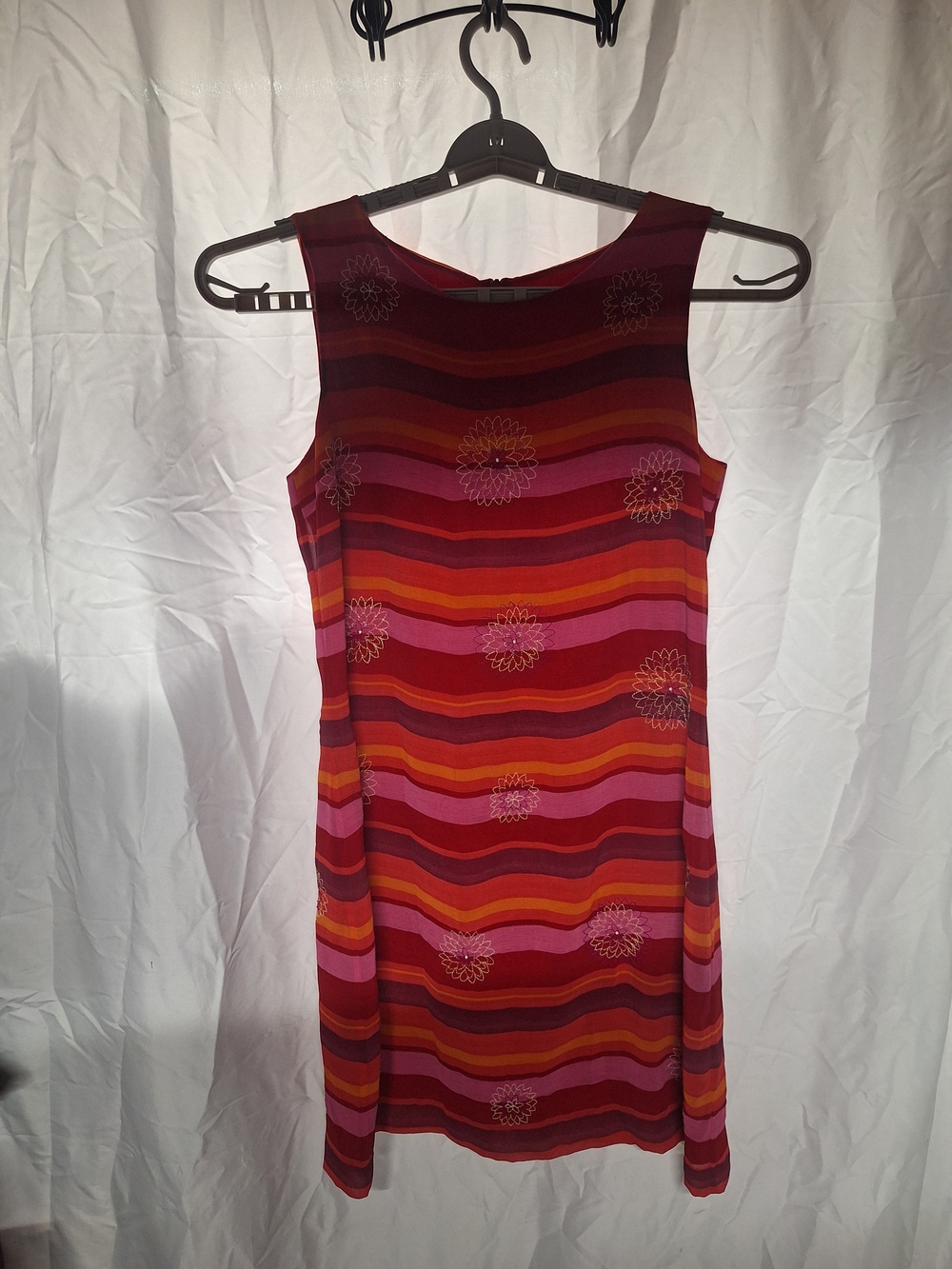 Talbots Sleeveless Midi Dress in Red and Pink Stripe